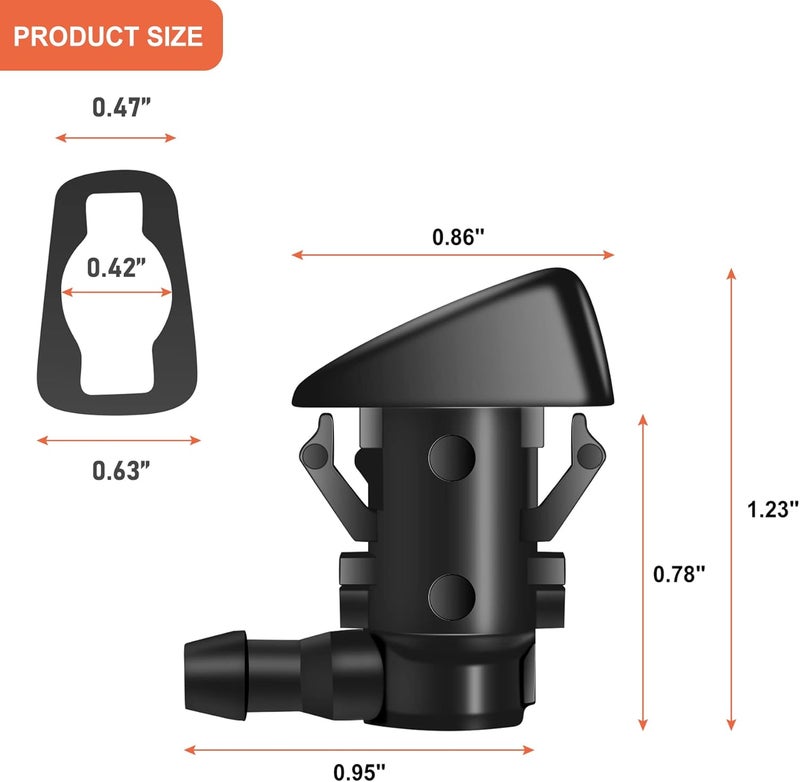 Belleone Windshield Washer Nozzle Kit Compatible with 2005-2016 Jeep Grand Cherokee, 2005-2013 Chevy Malibu, Pontiac G6, Saturn Aura, Replace #55372143AB, 15247800, 55156427AB, 55079049AA, 2PCS - Image 2